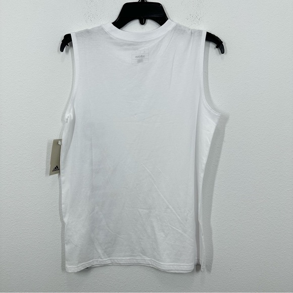 Adidas Boys Young Men Size Large 14/16 Sleeveless Shirt White Practice Logo NWT - Picture 8 of 8